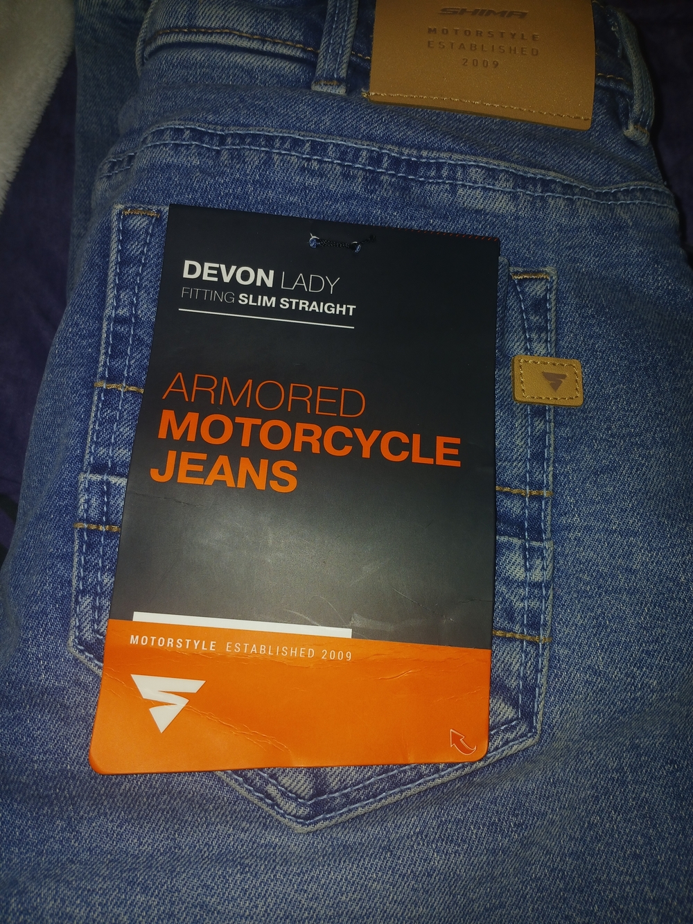 Devon Lady Straight Leg Armored Motorcycle Jeans in Medium Blue